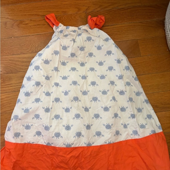 Orange and‎ White Sleeveless Dress with Turtle Print - Picture 1 of 2